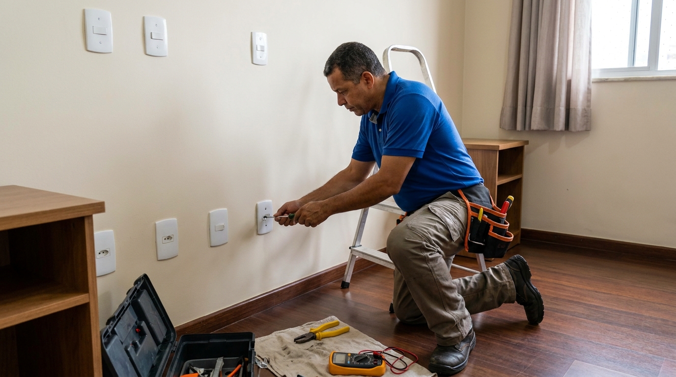 Instalacao de tomada e interruptor residencial em Franca‑SP